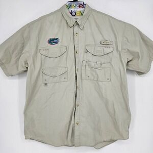 Florida Gators Shirt Mens XL Columbia PFG Fishing Vented Short Sleeve Tan‎